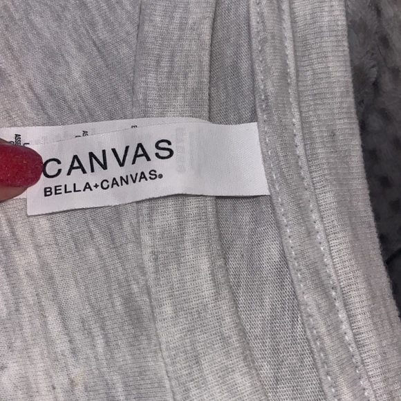 Canvas Cropped Gray T-Shirt with MIX and Palm Trees in black on pick sz S EUC - Picture 4 of 6